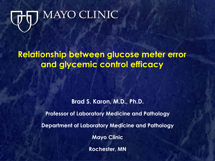 relationship between glucose meter error