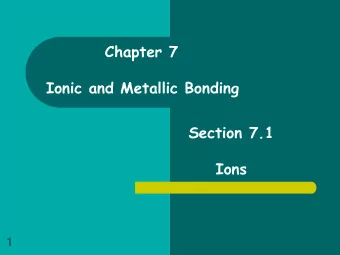 Chapter 7  Ionic and Metallic Bonding  Section 7.1  Ions  1  Electrons in the highest occupied