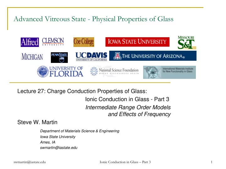 advanced vitreous state physical properties of glass