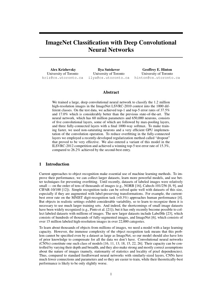 imagenet classification with deep convolutional neural