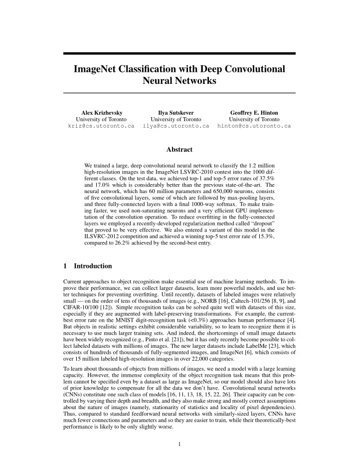 imagenet classification with deep convolutional neural