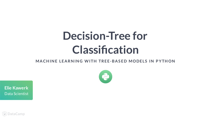 decision tree for classi cation