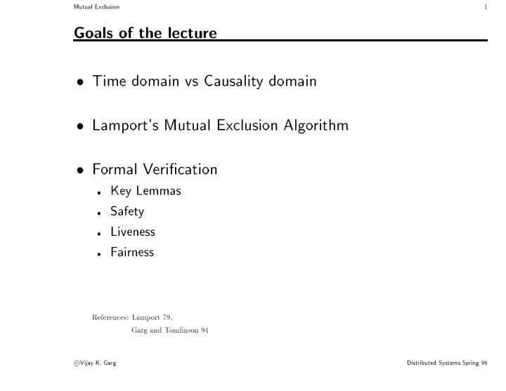 mutual exclusion 1 goals of the lecture time domain vs