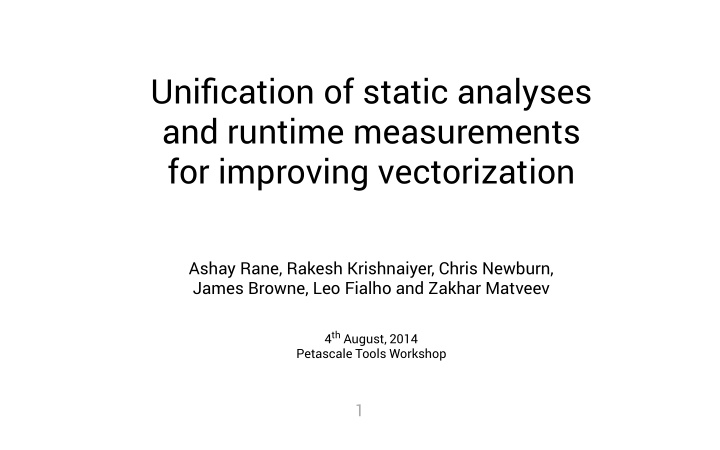 uni cation of static analyses and runtime measurements