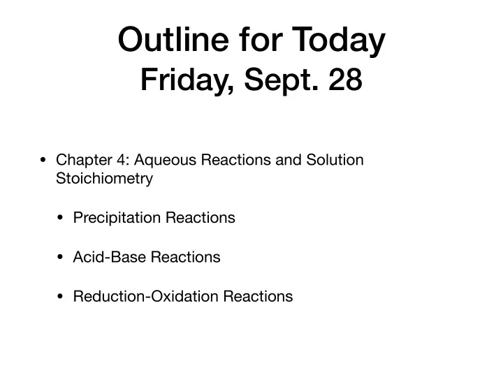 outline for today