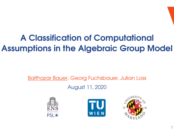 a classification of computational assumptions in the
