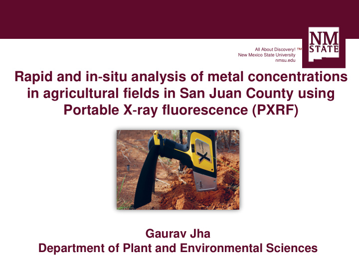 rapid and in situ analysis of metal concentrations in