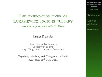 ukasiewicz logic is nullary  Topology, Algebra, and Categories in Logic