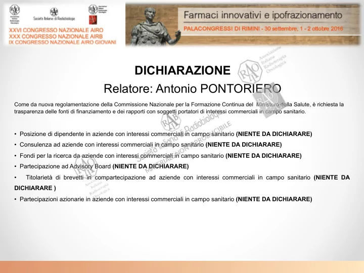 dichiarazione relatore antonio pontoriero