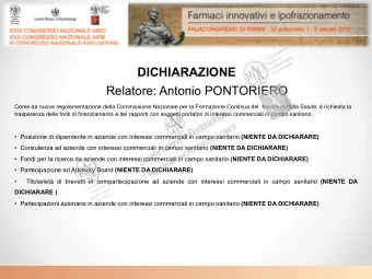 DICHIARAZIONE  Relatore: Antonio PONTORIERO  Come da nuova regolamentazione della Commissione