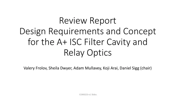 review report design requirements and concept for the a