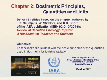 CHAPTER 2.  TABLE OF CONTENTS  2.1   Introduction  2.2   Radiation field quantities (also denoted