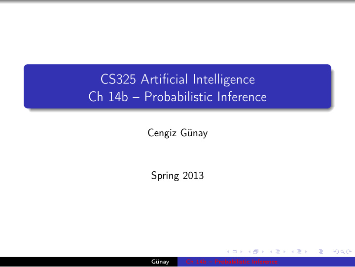 cs325 artificial intelligence ch 14b probabilistic