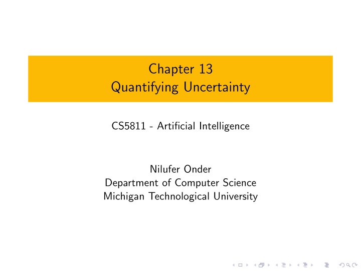 chapter 13 quantifying uncertainty