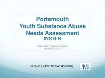Youth Substance Abuse  Needs Assessment SY2015-16  Portsmouth Prevention Coalition  October 20,