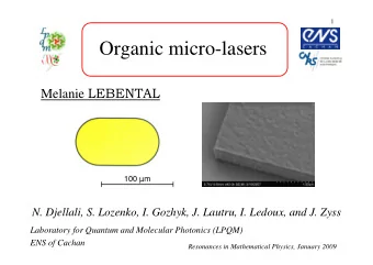 Organic micro-lasers Melanie   100 m  N. Djellali, S. Lozenko, I. Gozhyk,