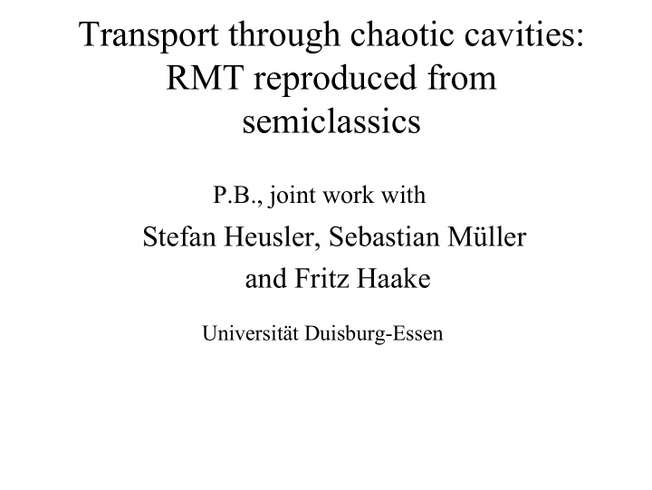 transport through chaotic cavities rmt reproduced from