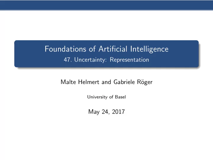 foundations of artificial intelligence
