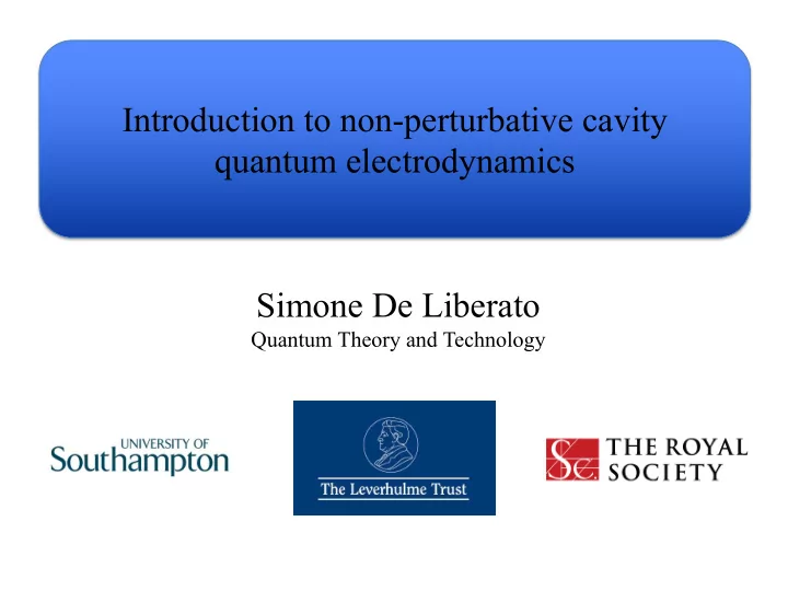 introduction to non perturbative cavity quantum