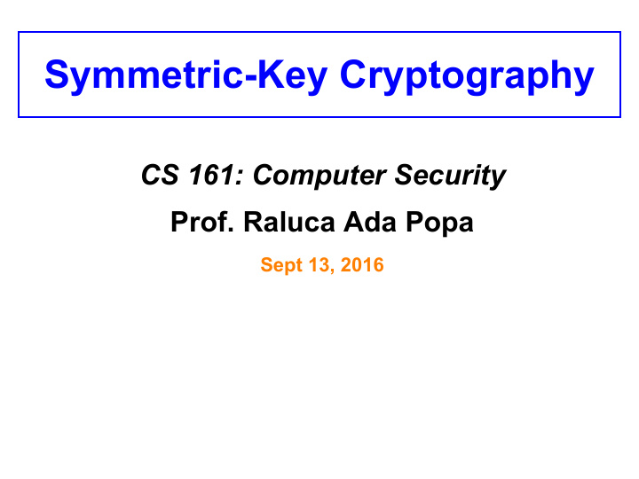 symmetric key cryptography