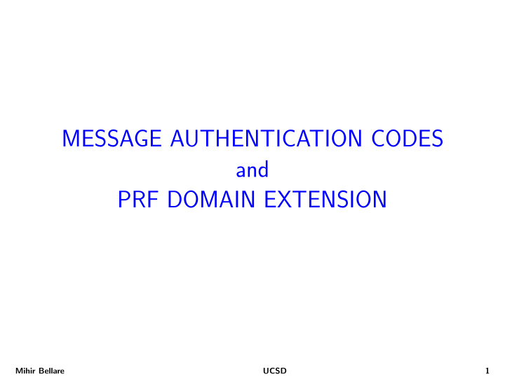message authentication codes and prf domain extension