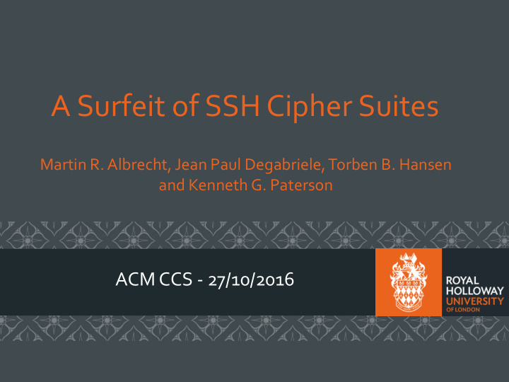 a surfeit of ssh cipher suites