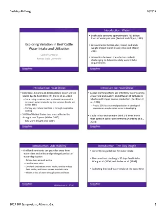 Exploring  VariaDon  in  Beef  CaFle    Environmental  factors,  diet,