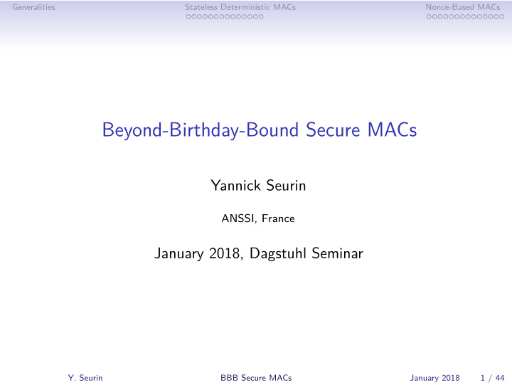 beyond birthday bound secure macs
