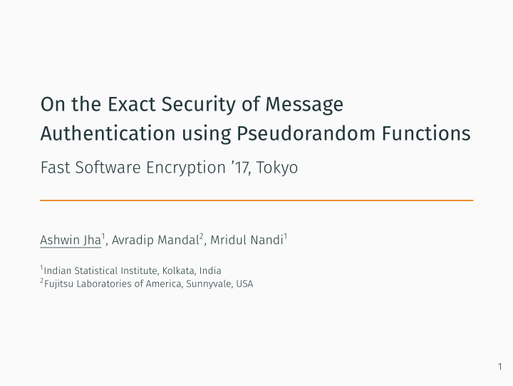 on the exact security of message authentication using