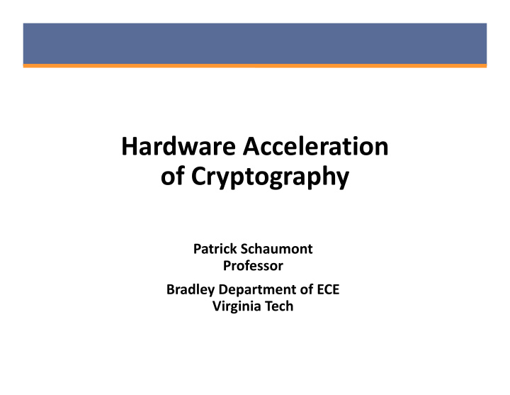 hardware acceleration of cryptography