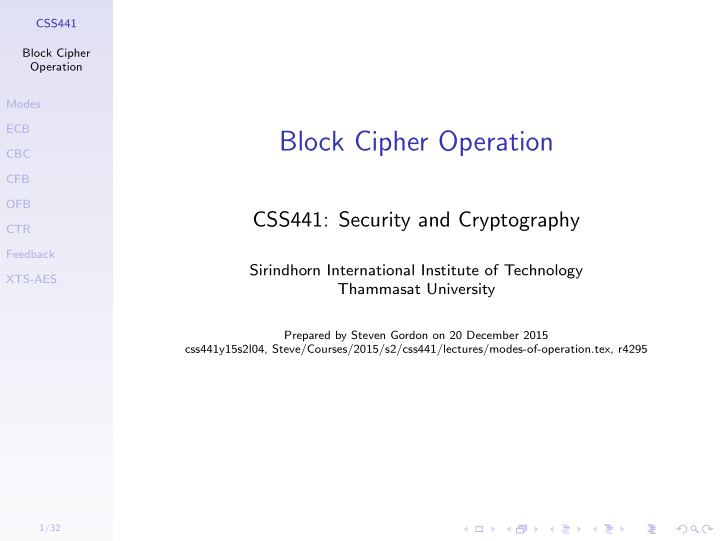 block cipher operation