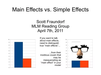 Main Effects vs. Simple Effects  Scott Fraundorf  MLM Reading Group  April 7th, 2011  If you want