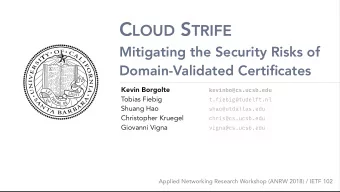 S TALE DNS R ECORDS AND IP A DDRESS R E -U SE c l oudstrife.sec l ab.cs.ucsb.edu  34.215.255.68