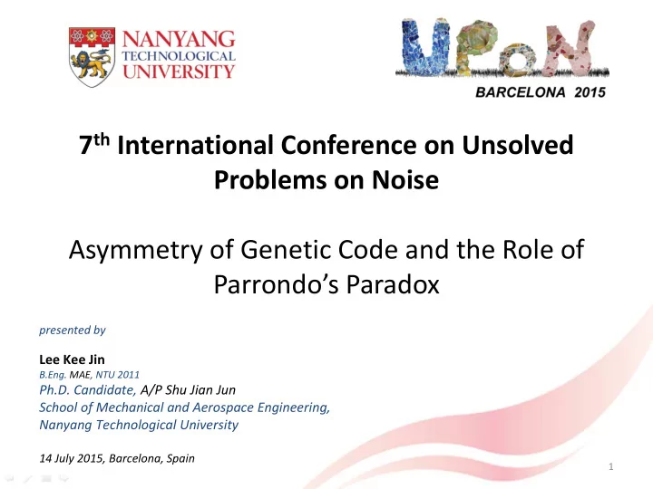 asymmetry of genetic code and the role of parrondo s