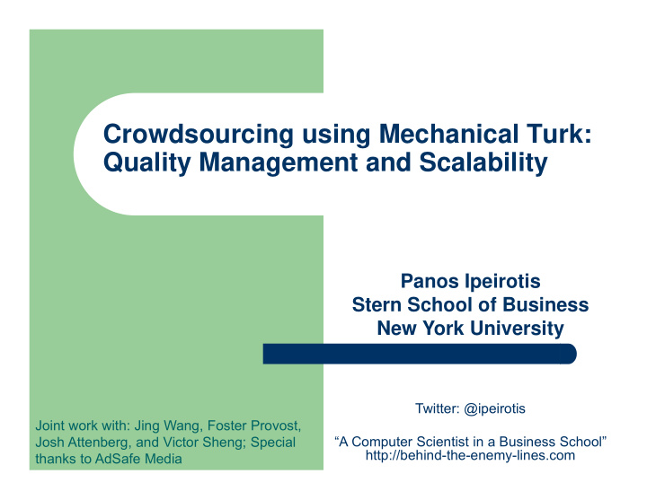crowdsourcing using mechanical turk quality management