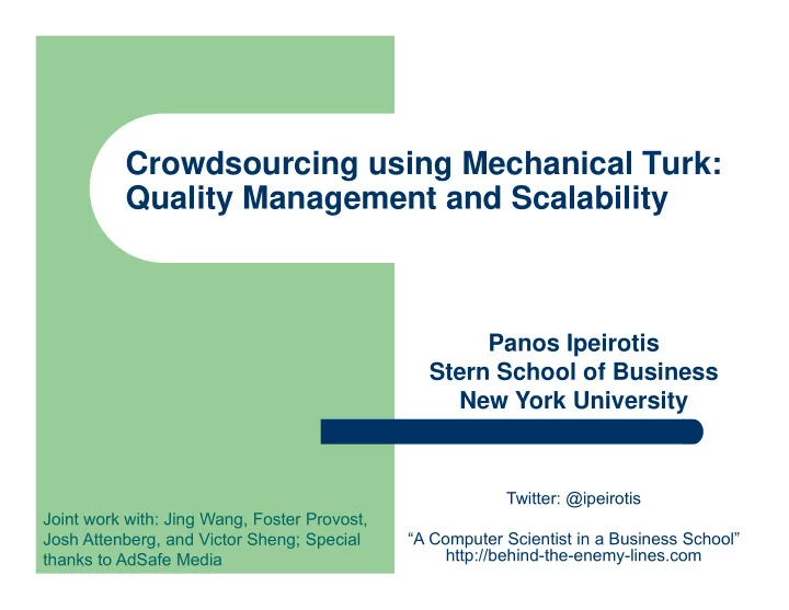crowdsourcing using mechanical turk quality management