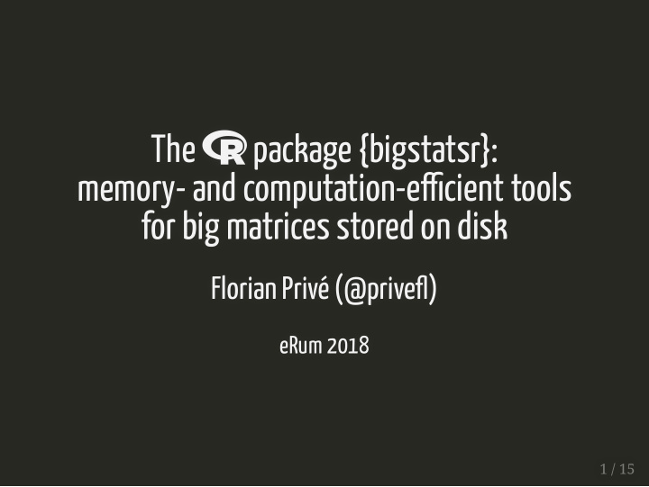 the package bigstatsr memory and computation e cient