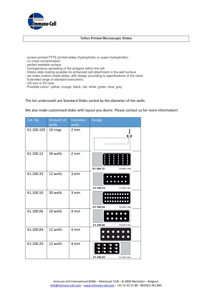 teflon printed microscopic slides screen printed ptfe