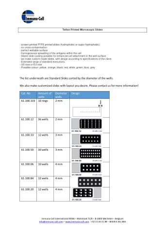 Teflon Printed Microscopic Slides  - screen-printed PTFE printed slides (hydrophobic or