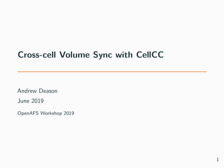 cross cell volume sync with cellcc