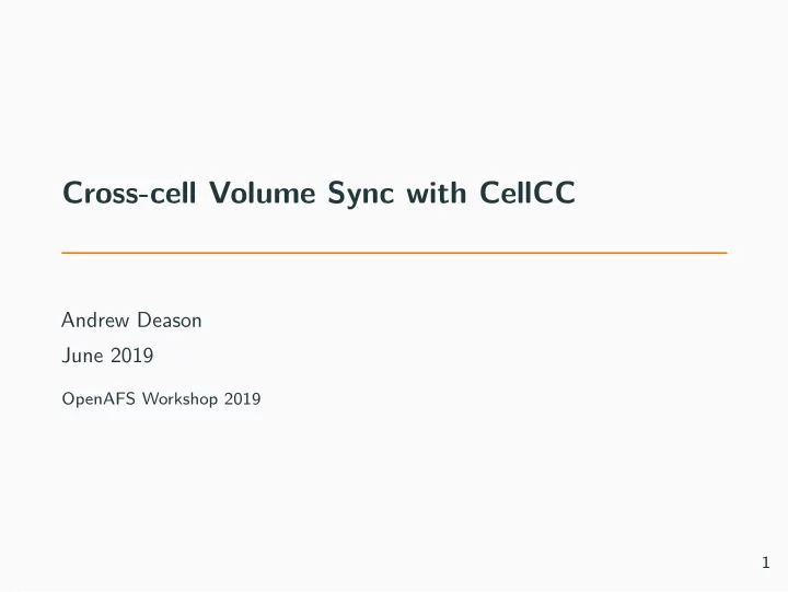 cross cell volume sync with cellcc