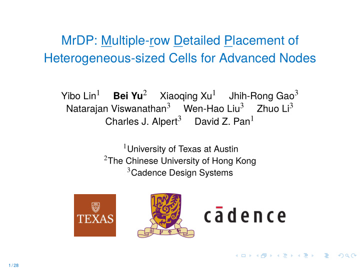 mrdp multiple row detailed placement of heterogeneous