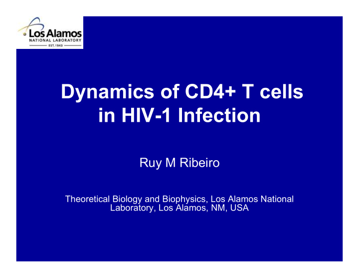 dynamics of cd4 t cells in hiv 1 infection