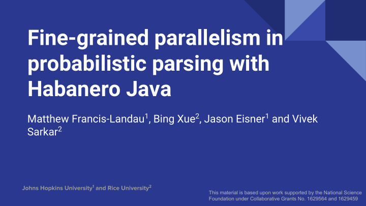 fine grained parallelism in probabilistic parsing with