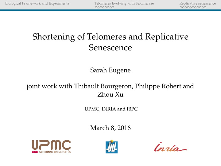 shortening of telomeres and replicative senescence