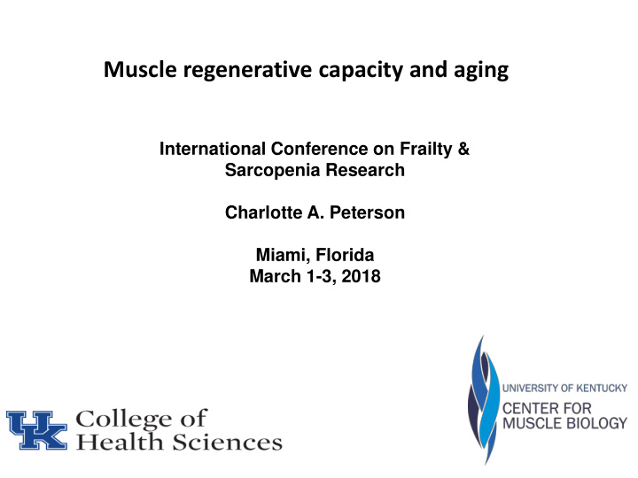 muscle regenerative capacity and aging