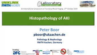 Histopathology of AKI  Peter Boor  pboor@ukaachen.de  Pathology &amp; Nephrology  RWTH Aachen,