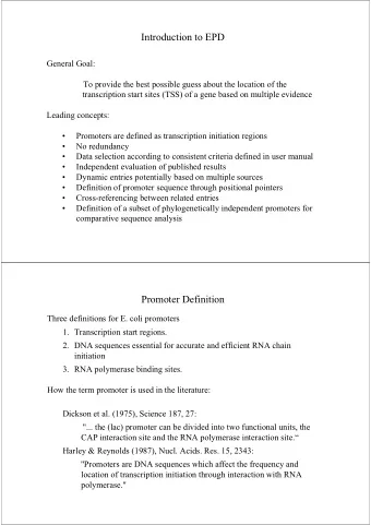 Introduction to EPD  General Goal:  To provide the best possible guess about the location of the