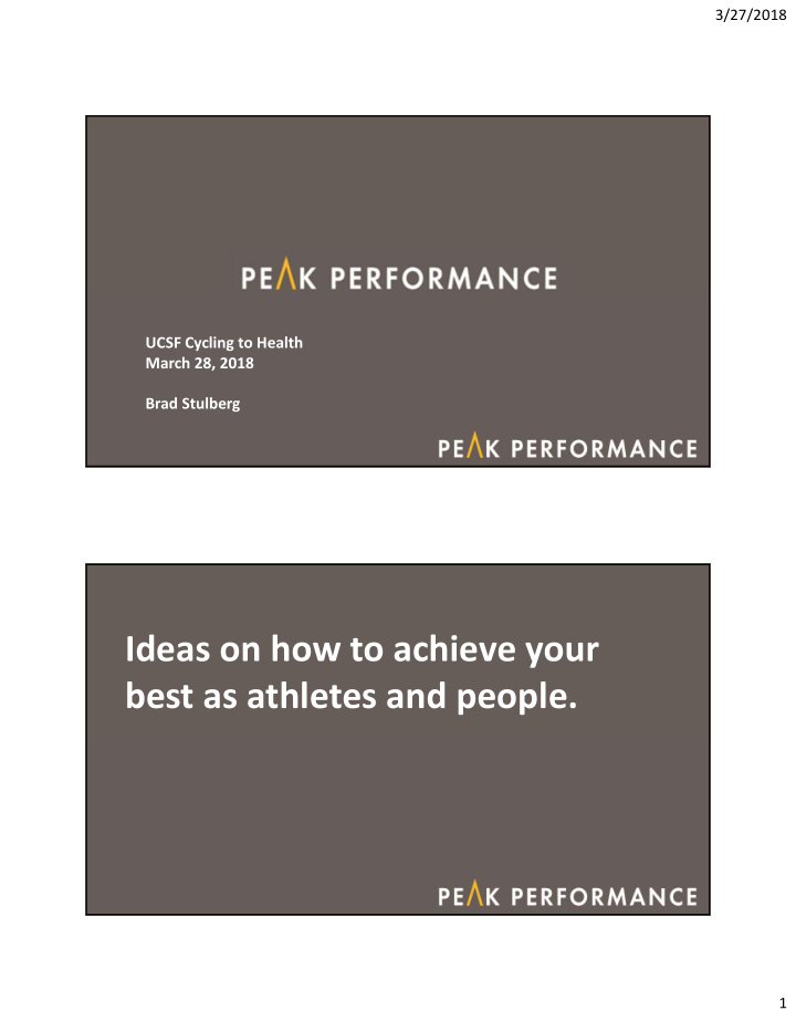 ideas on how to achieve your best as athletes and people