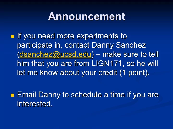announcement announcement